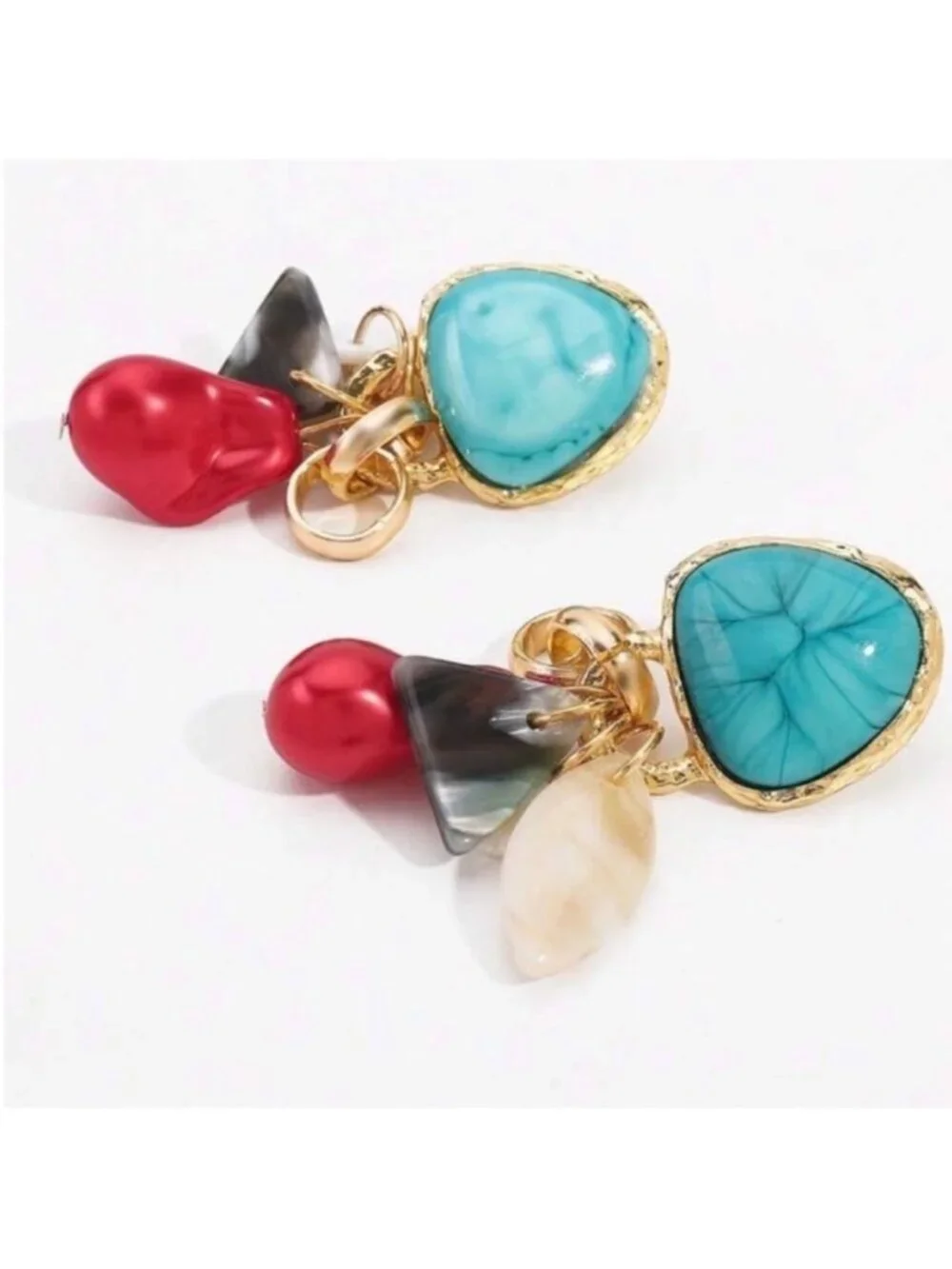 New! Gold Turquoise Drop Earrings (3011) NWOT
